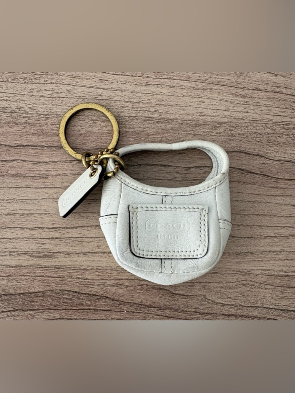 COACH vintage Ergo White Mini Pouch Keychain Bag charm